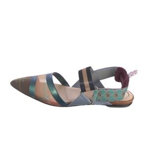 Fendi Zucca FF Logo Flats with Pointed Toe and Slingback size 6 EUC box and bag